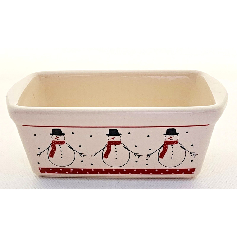 MINI LOAF PAN-CENTURY-Ceramic-Snowman Decor-Small-6" Long-3.5" Wide-2.25" Tall